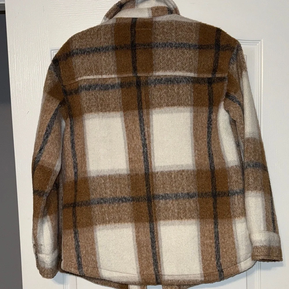Avec Les Filles Tan and White Plaid Utility Jacket - Picture 8 of 13
